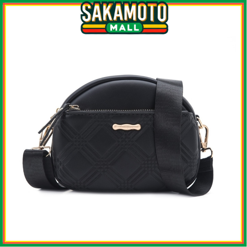 TAS SELEMPANG WANITA PRETTYZYS ORIGINAL KULIT HITAM QUANTELLA TA902B5 SLING BAG KOREA CEWEK MURAH   