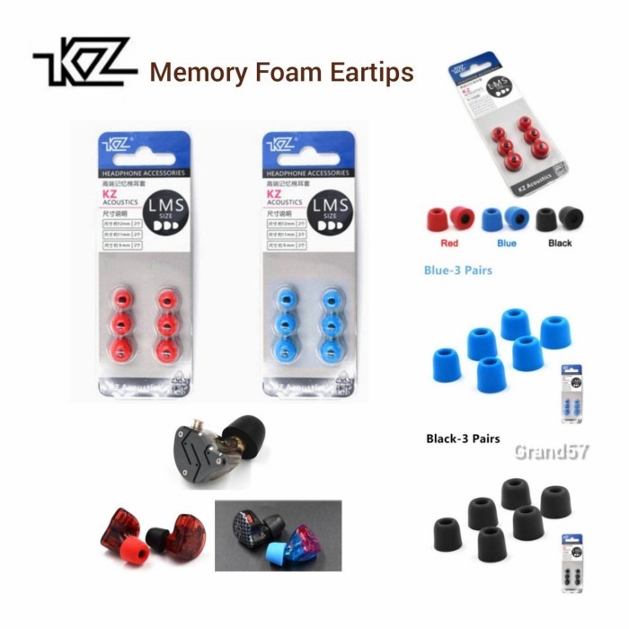 KZ memory foam eartips earbuds earphone silicone foam busa KZ bud tip - Red
