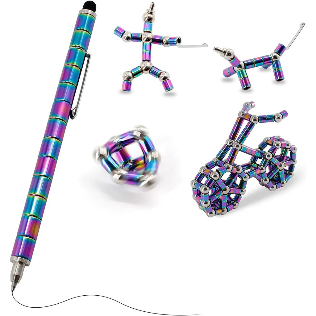 

Magnetic Fidget Pen With 2 pcs Touch Screen Pen Tip Relieve Stress Toy Multifunction Metal