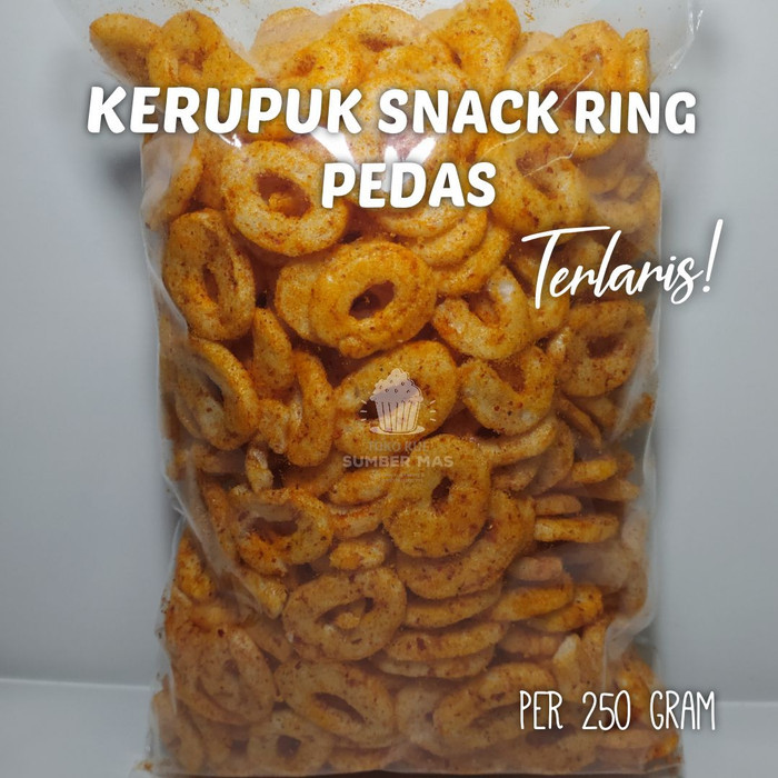 

top KERUPUK SNACK RING PEDES 250 GRAM / KRUPUK SNACK RING PEDAS BALADO / SNACK KOIN / SNACK RING KILOAN