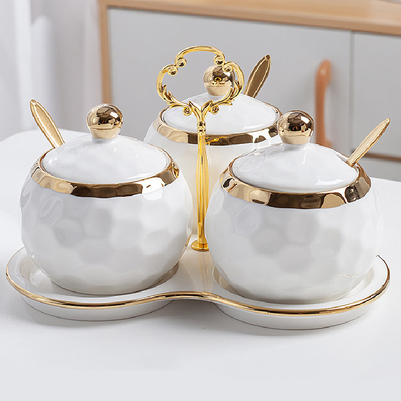 Toples Bumbu Keramik Set / Toples Bumbu Gaya Eropa / Toples Penyimpanan Dapur / Toples Penyimpanan D