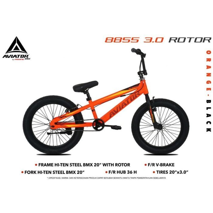 SEPEDA SEPEDAH BMX 20 INCH AVIATOR ROTOR 8855 - ORANGE BLACK