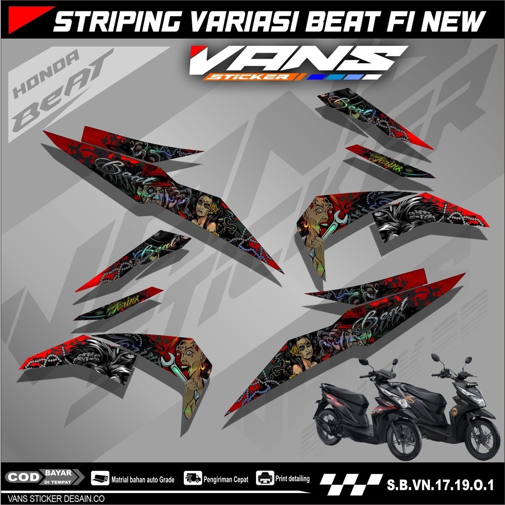 Striping BEAT FI Esp,Beat Street,Beat Fi New 2016 2017 2018 2019 Bahan Hologram Pelangi,Chrome-Stick