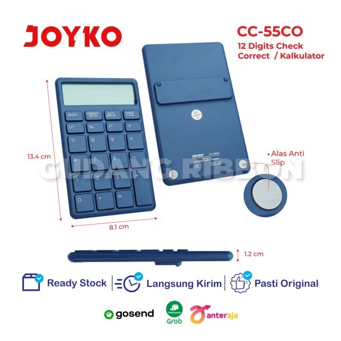 

JOYKO CC-55CO CALCULATOR 12 DIGITS CHECK CORRECT BIG DISPLAY ANTI SLIP - BROWN