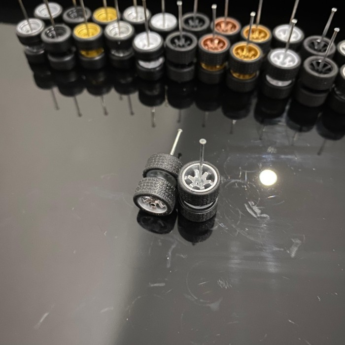 Ban Karet Hotwheels TE37 6 Spoke Silver 1/64