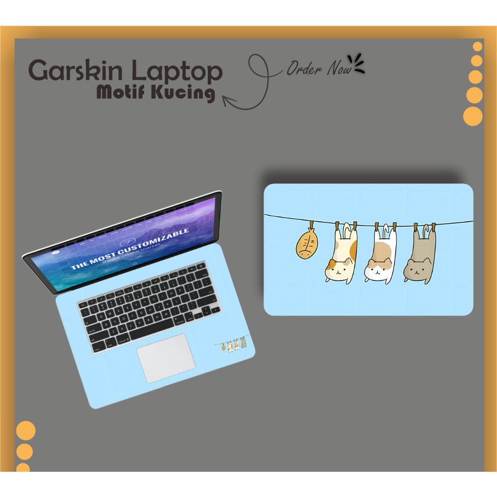 Sticker Laptop Motif  Kucing cute banyak warna Cover Protector Notebook Skin Garskin  Motif Cat Lucu