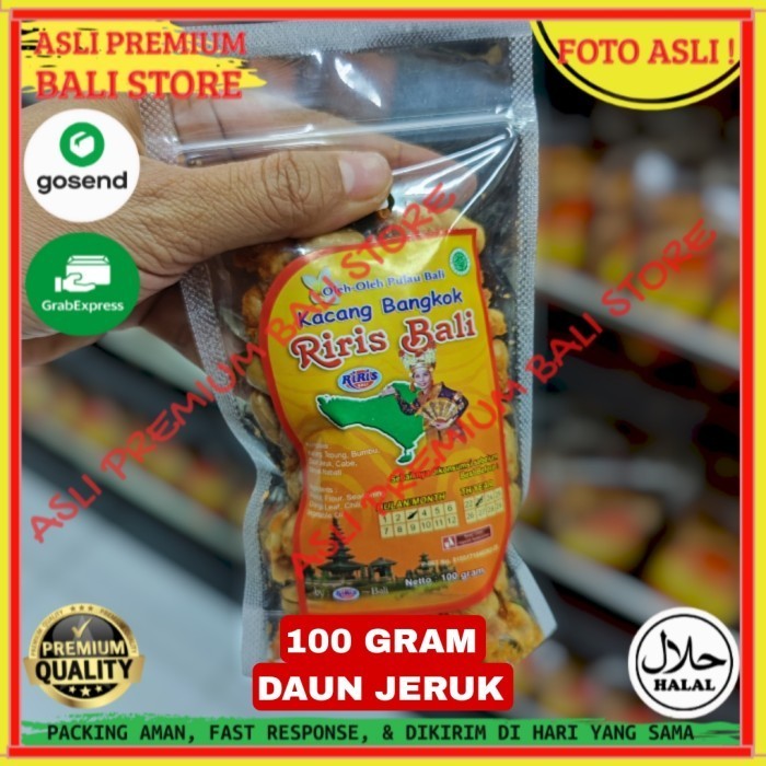 

OLEH OLEH MAKANAN CEMILAN CAMILAN SNACK KULINER KHAS ASLI ORI ORIGINAL BALI KACANG BANGKOK BUMBU DAUN JERUK 100 GRAM GR