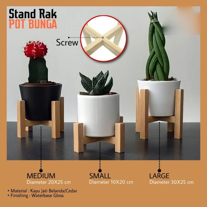 Rak Pot Bunga Tatakan Pot Standing Pot Rak Kayu Standing Planter ( 01 )