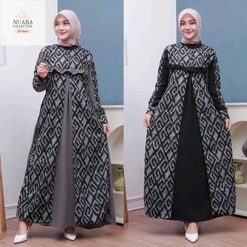 Nuara collection - Gamis aulia tenun troso - Gamis kondangan - Gamis lebaran - Gamis murah - Gamis k