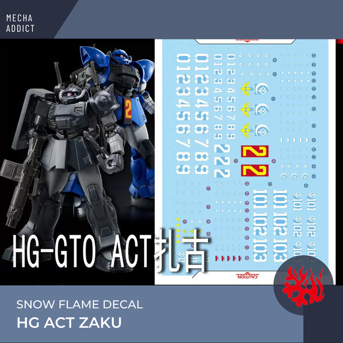 Water Slide Decal HG ACT Zaku By Snow Flame