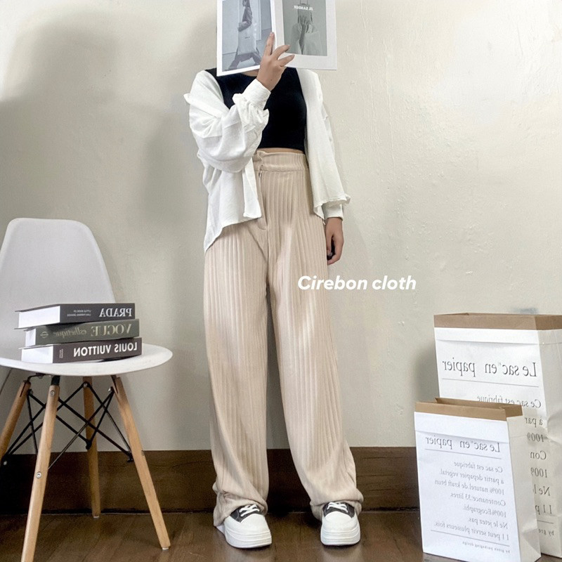 Cirebon Cloth - Jafa Pants / Celana Kulot Knit Panjang / Knit Pants / Loose Pants Highwaist Kulot Pa