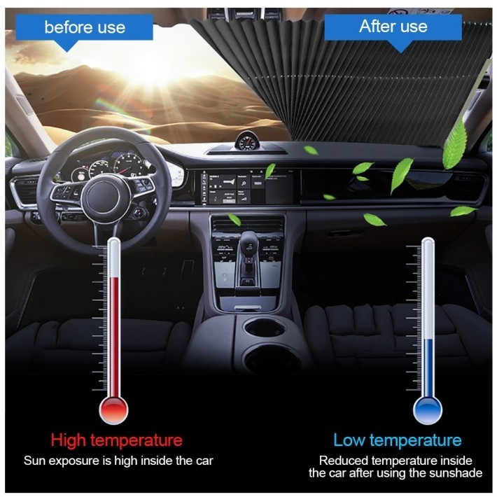 Pelindung Panas Kaca Depan Mobil Grand Max Otomatis Lipat Sun Shade