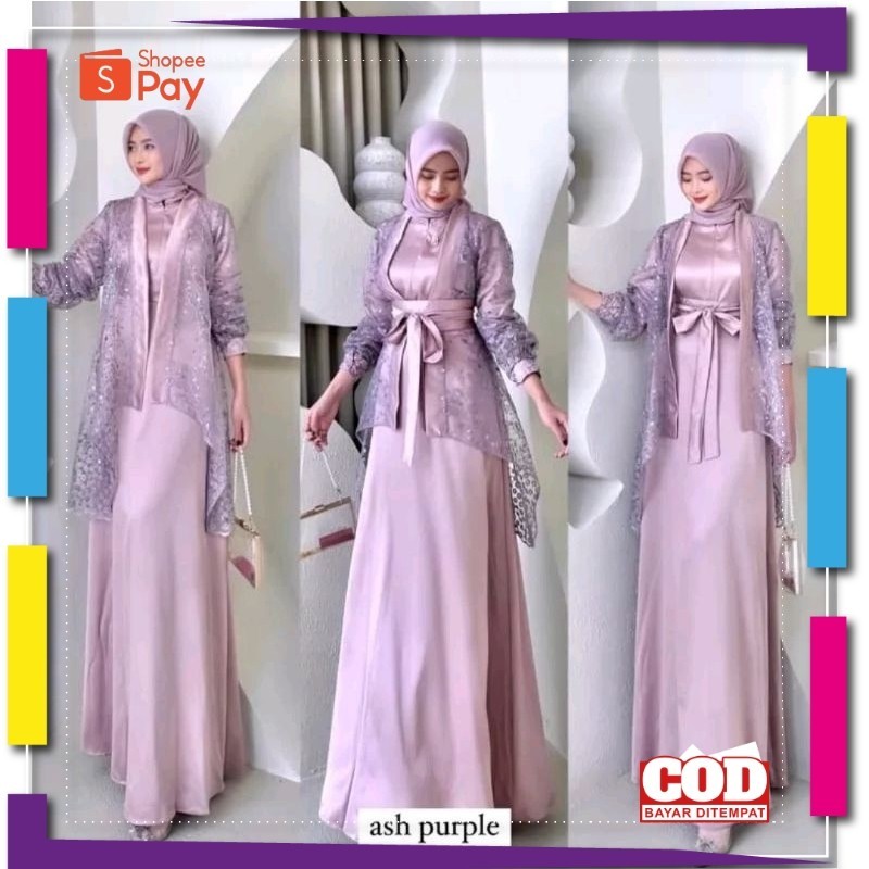 KAIN LEMBUT HALUS ADEM TEBAL / Fuji Dress satu Set Inner Outer Kimono Gamis Muslim Wanita Pesta Kond