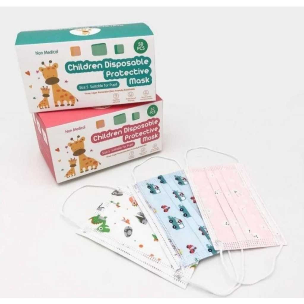 (MSA) Masker anak motif 1box isi 50pcs - Masker 3Ply Anak Isi 50pcs Masker Anak 3 Ply