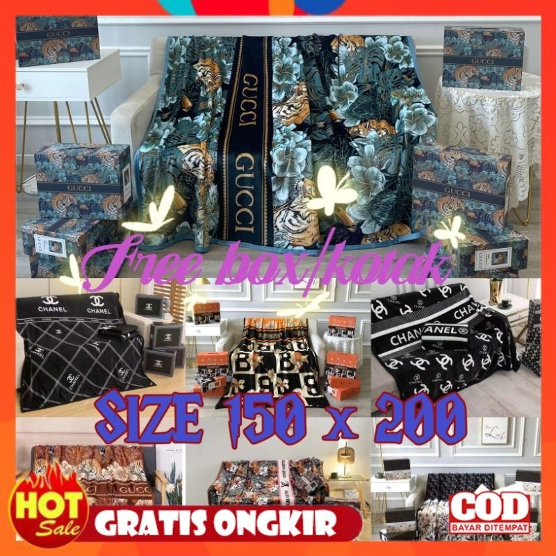 KAIN HALUS ADEM LEMBUT TEBAL / SELIMUT DIOR,LVI,GCC,FD,CL DEWASA BAHAN IMPORT  PREMIUM UK 150 X200( 