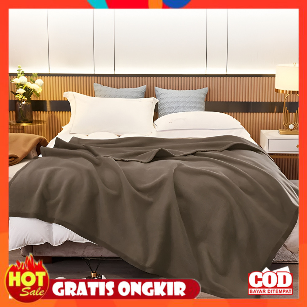 KAIN HALUS ADEM LEMBUT TEBAL / Selimut Polos Ukuran 140x190cm Bahan Lembut Selimut Single Warna Polo