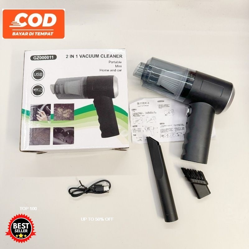 Vacum Cleaner Portable Mini 2in1 Vacuum Cleaner Penyedot Debu Mobil Recharger Baterai