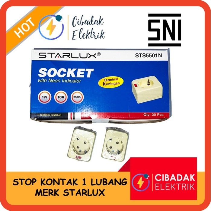 STOP KONTAK 1 LUBANG / COLOKAN LISTRIK 1 LUBANG / MERK STARLUX / SUDAH SNI