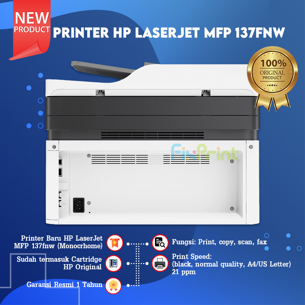 Printer Laserjet HP MFP 137fnw Printer Laser Mono MFP 137fnw Fax Print Scan Copy Wifi