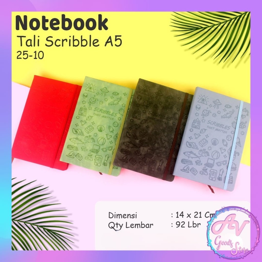 

Notebook Tali A5 Scribbles 25-10 / Diary Tali A5 92lbr / Jurnal Fancy