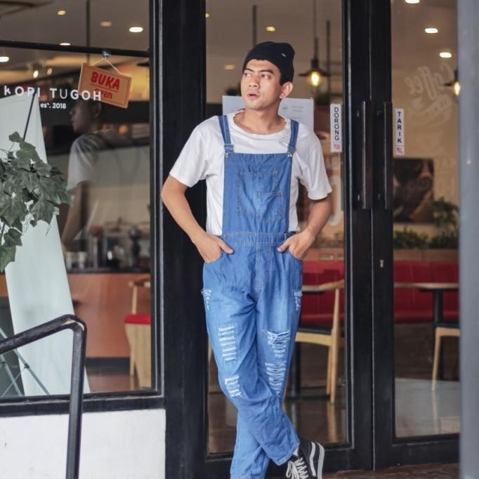 BIG SALE Baju Celana Kodok Panjang Jeans Ripped Sobek Robek Pria Wanita Bengkel