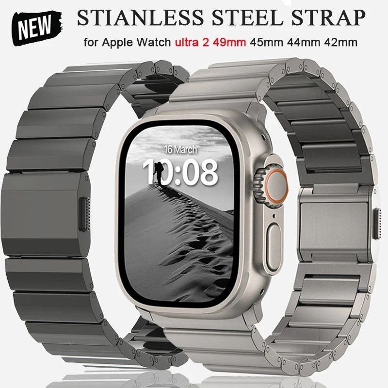 Strap Stainless Steel Cocok Untuk Apple Watch ULTRA 49mm 46mm 45mm 44mm 42mm Series 11 10 9 8 7 6 5 