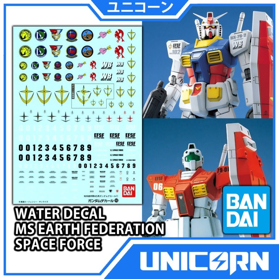 Water Decal 16 For MG EFSF White Base Amuro RX-78-2 [MS Earth Federation Space Force 1 One Year War]