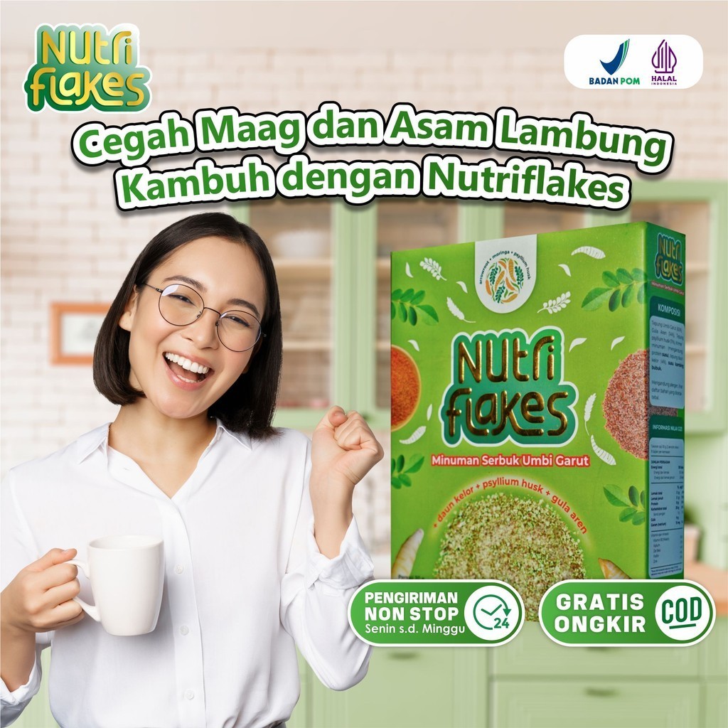 

Nutriflakes Minuman Serbuk Umbi Garut Atasi Permasalahan Pencernaan 280gr