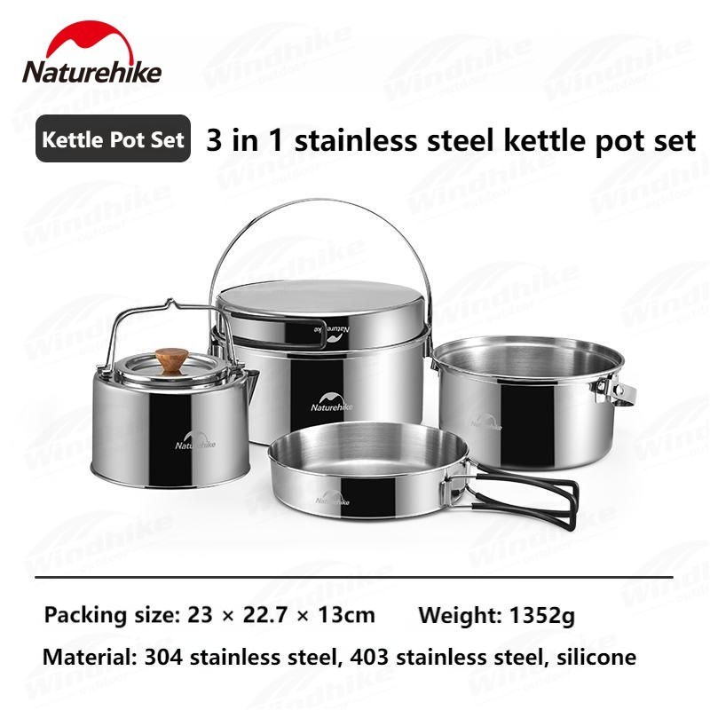 COOKING SET 3 IN 1 STAINLESS STEEL NATUREHIKE NH22CJ005 [D7]