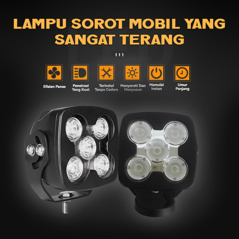 Spot Mata 5Watt Lampu Tembak Kerja Mobil Off Road Truck Sebar Light 50W Lamp Spotlight