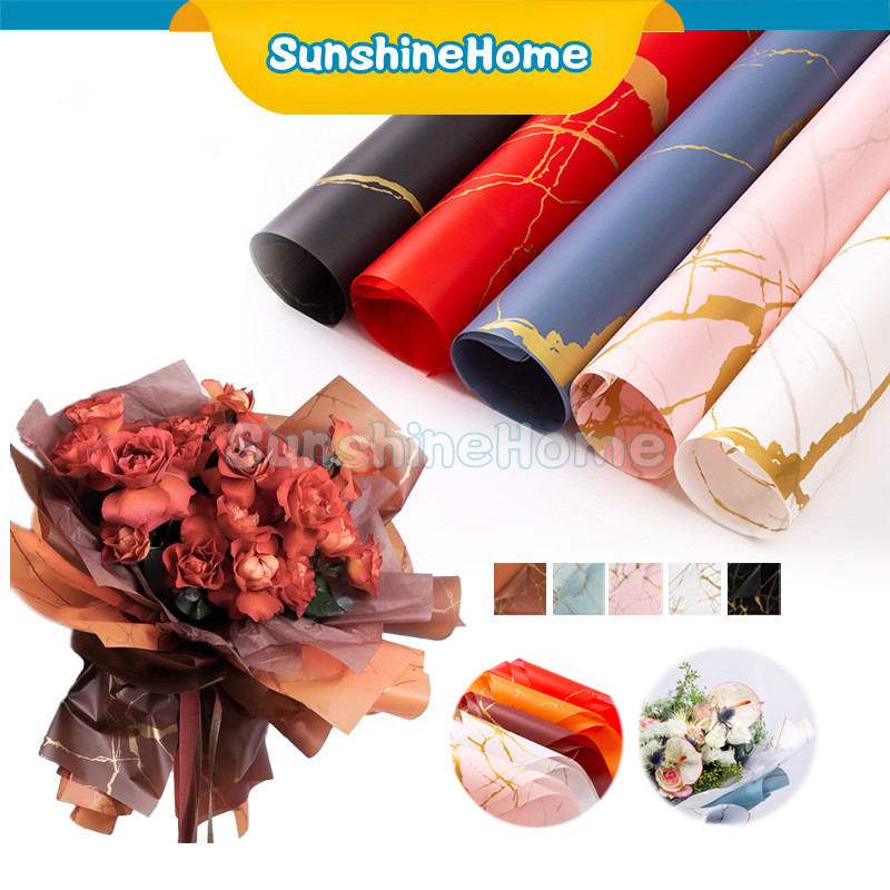 

Marble Pattern Cellophane / Kertas Buket Motif Marmer / Flower Wrapping Gold Marble Cellophane Waterproof Kertas Buket