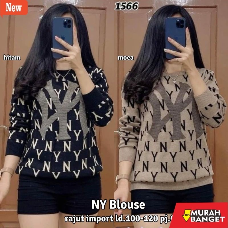 Atasan Wanita Kekinian ny blouse rajut import/kaos rajut import/blouse rajut import