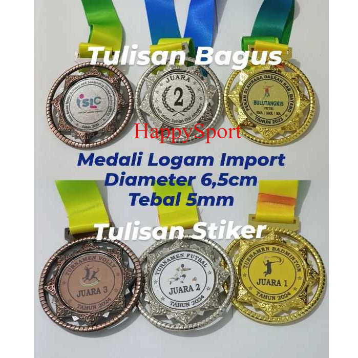 MEDALI LARI VOLI BADMINTON  IMPORT CUSTOM LOGAM MODEL BINTANG HARGA SATUAN PER 1PCS