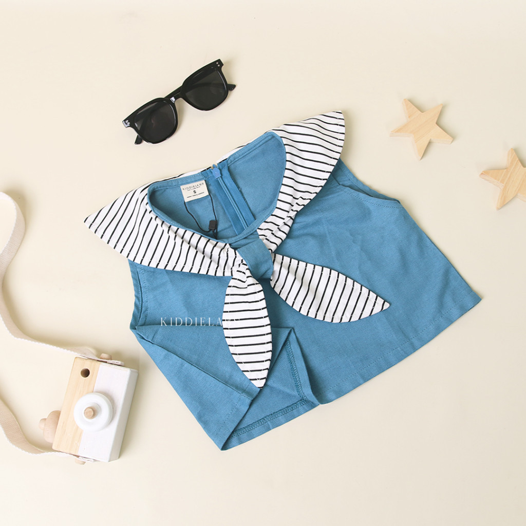 BEST SELLER ~Kiddielabs Claudia Linen Top Atasan Sailor Neck Anak Perempuan -PROMO