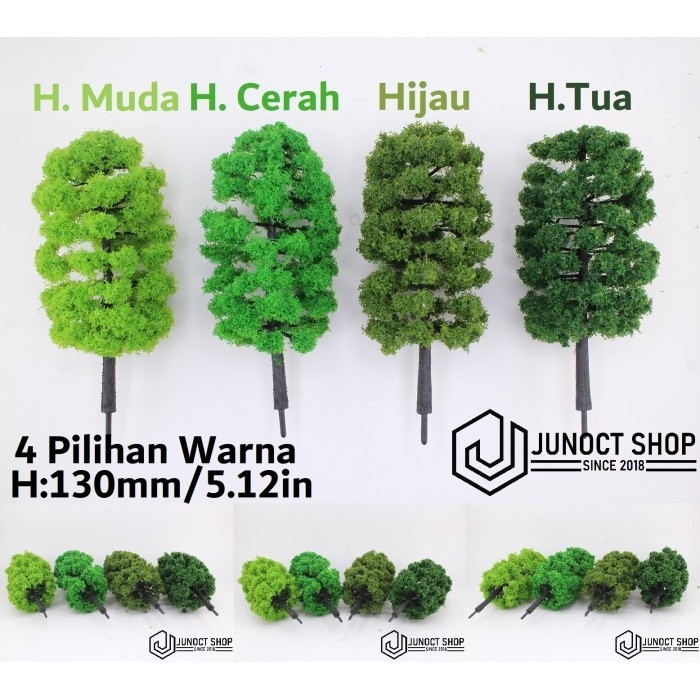 Maket Pohon Rindang 13cm 130mm 5.12in Daun Hijau OO S O Scale 1:87 1:75 1:72 1:64 1:50 1:43 MG PG Gu