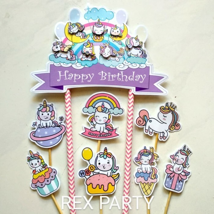 Vincent Topper Unicorn/Cake Topper/Topper Kue/Topper Birthday Banner Unicorn
