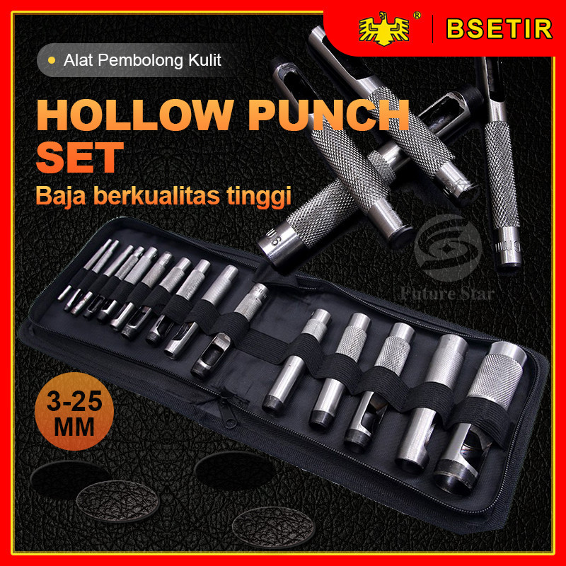 

Bestir Hollow Hole Punch Set Alat Pembolong Kulit Leather Round For Watch Band, Belt, Wristband DIY Leather Canvas Paper Plastics Crafting Cutter Tool 3,4,5,6,7,8,9,10,11,12,14,16,19,22,25mm