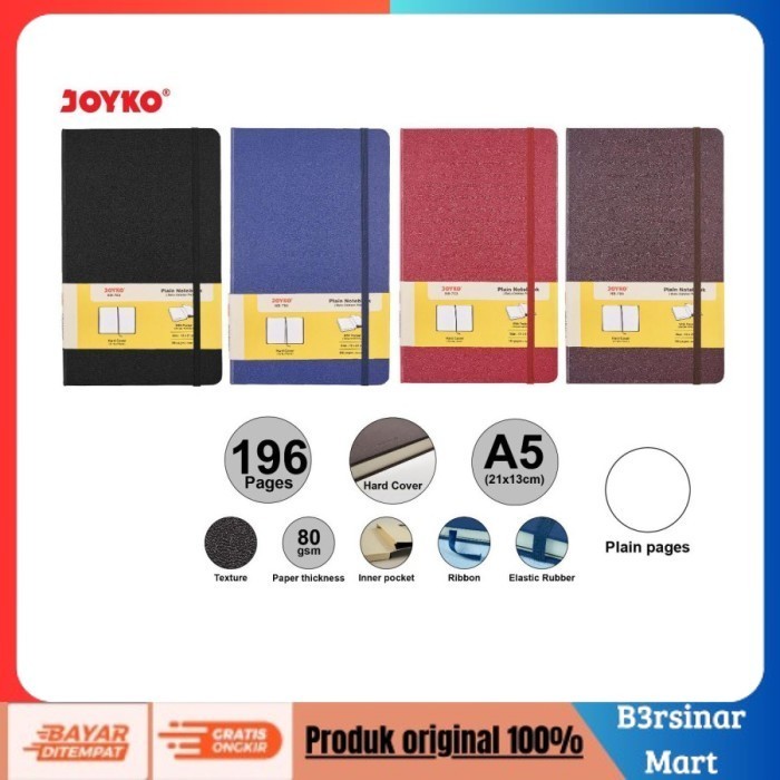 

[KUALITAS TERBAIK] Joyko Plain Notebook NB-703 Buku Catatan Sampul Hard Cover 13x21cm
