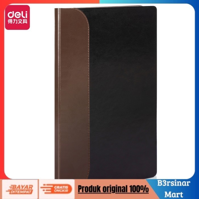 

[KUALITAS TERBAIK] Deli Buku Catatan Sampul Kulit Hard Cover / Leather Cover Notebook A5 - Hitam