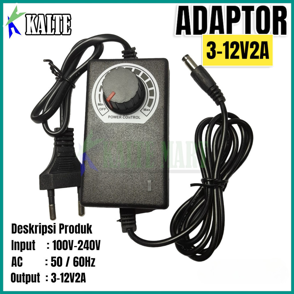 Adjustable Power Adapter Dimmer / Adaptor Dimmer DC 3 - 12V 2A AC