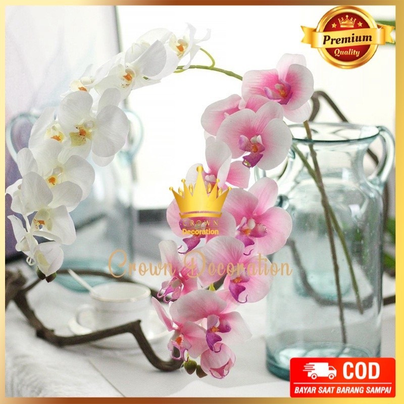 [ 1 PCS ] Bunga Anggrek Bulan Latex X9  -Bunga Anggrek Artificial - Bunga Dekorasi - Bunga Import Mu