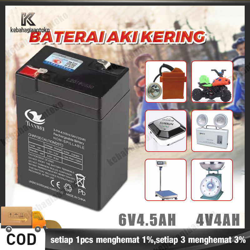 aki kering 6v 4.5ah/ aki kering genset 6v 20ah/Aki Timbangan Digital VRLA SINUS 6V 4Ah 4.5Ah Aki Eme