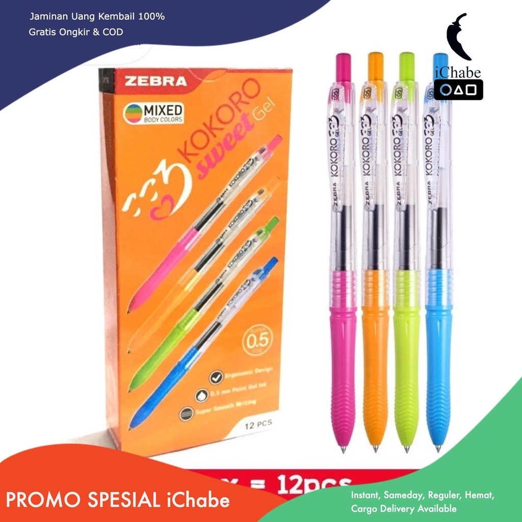 

[Tokome23] COD AA Pulpen zebra Kokoro Sweet Tinta Hitam 0.5mm / Ballpoint Pena Stationery