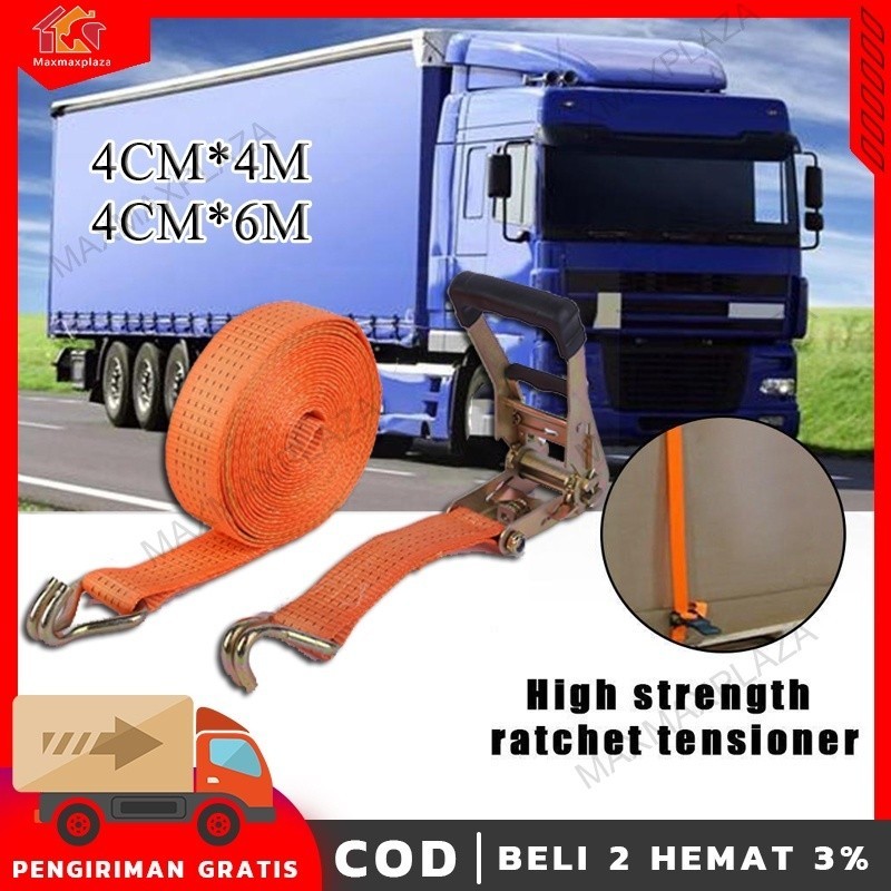 Rachet Tie Down 4CM X10M/4M Webbing Cargo Lashing Belt Trackbelt Tali Ikat Sabuk Truk tali webbing