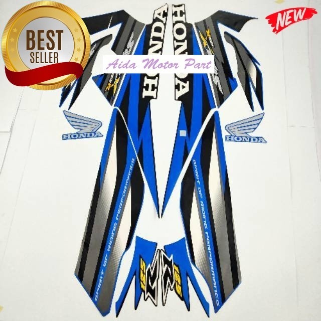 Striping Stiker Polet List motor honda supra x 125 r 2005 2006 hitam biru list body standar model or