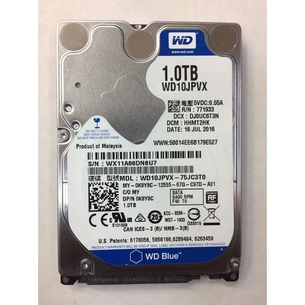 HDD Hardisk 1TB 1000GB WD BLUE WD SLIM WD BLACK Ori copotan - 500GB