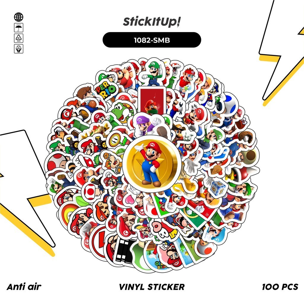 

COD✨ 100 Pcs Stiker Pack Super Mario Bros V4 Lucu Lucu Aesthetic Vynil Waterproof untuk Freebies Sticker Buku Journal Casing HP Laptop