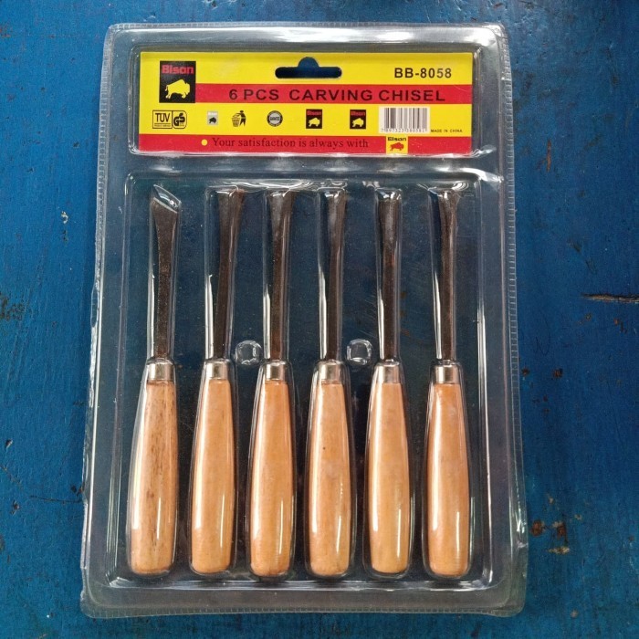 

New | Pisau Ukir / Pahat Ukir 6 PCS Gagang Kayu