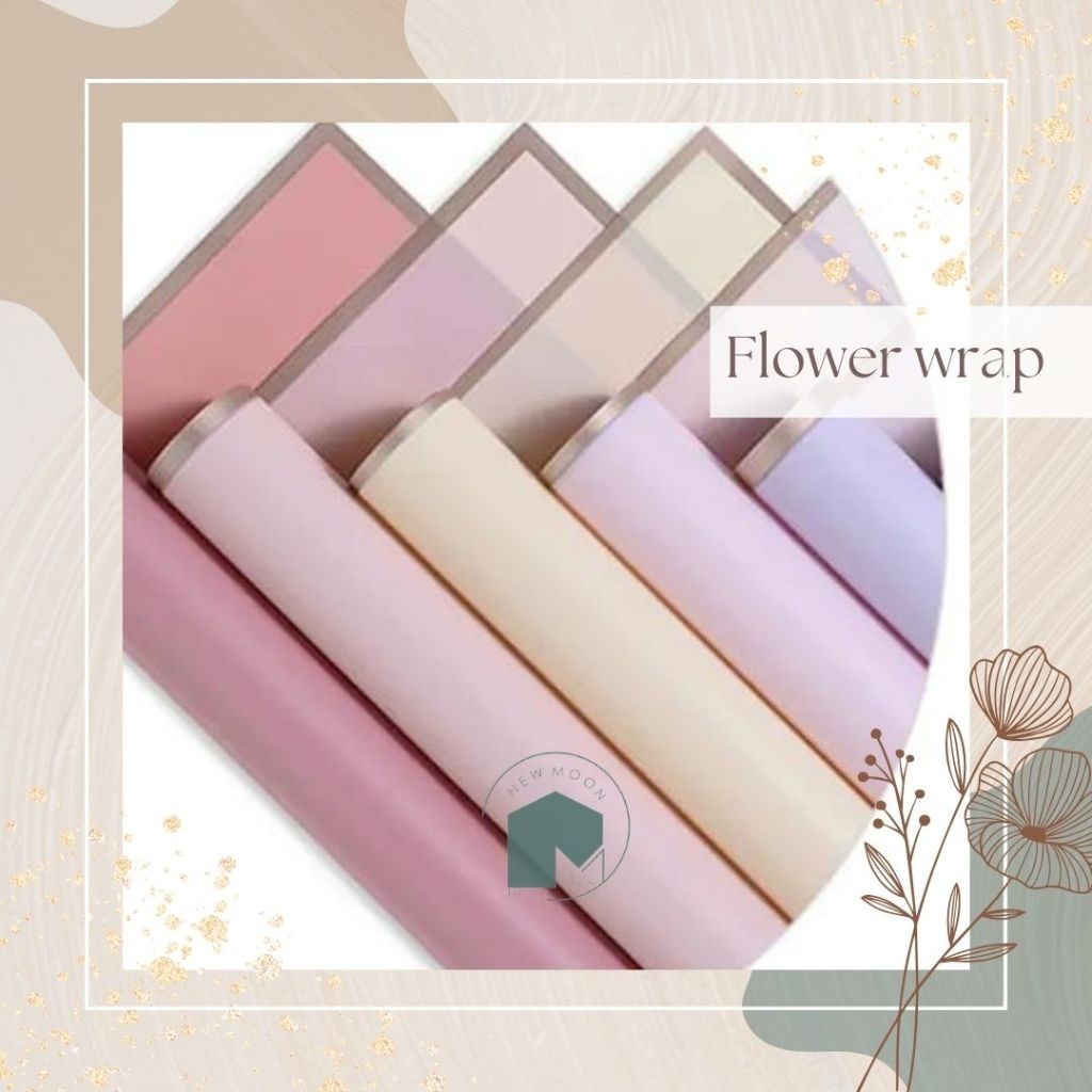 

20 Lembar Kertas bunga flower wrap list gold line emas wrapping paper cellophane buket florist rangkaian Impor