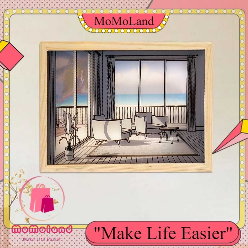 >>MoMoLand< INS Lampu Meja Hias 3D Lukisan Kayu Akrilik 3in1 Color Painting LED - DR5W